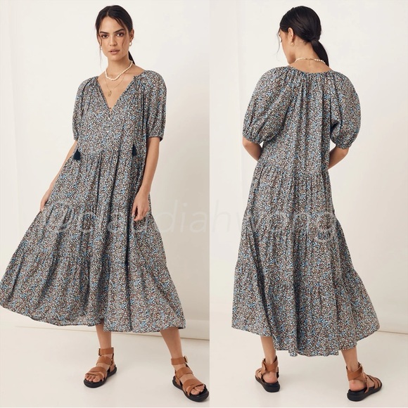 New SPELL Floral Gown Maxi Dress in Navy Blue - Picture 6 of 13